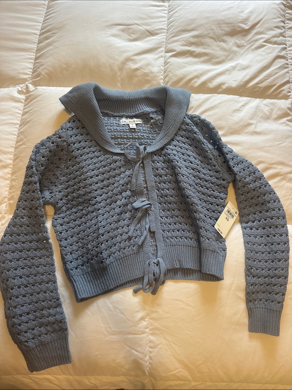 Knit Tie-Front Sweater - Blue